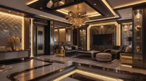 Interior design for luxury home featuring modern furniture, premium finishes, and elegant lighting