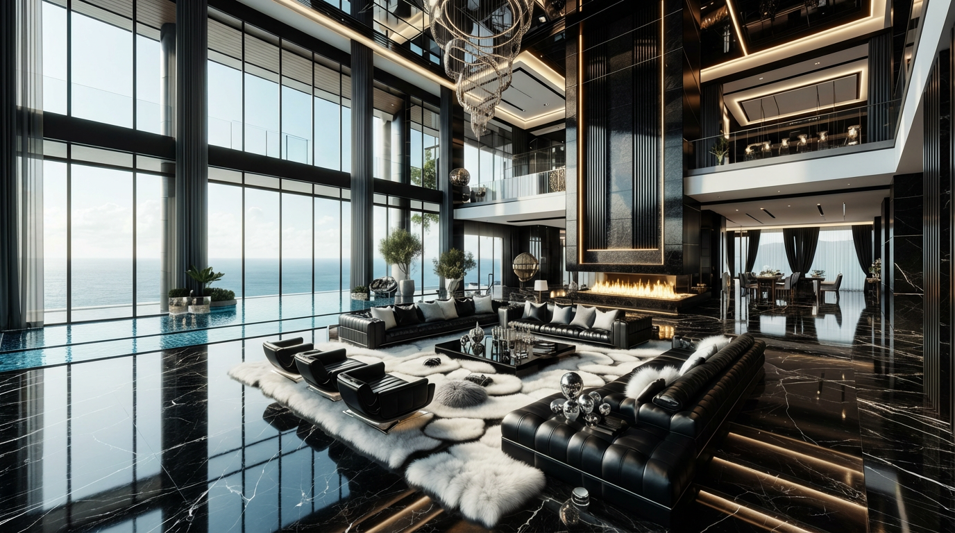 Modern apartment interior design with luxury living room and contemporary décor